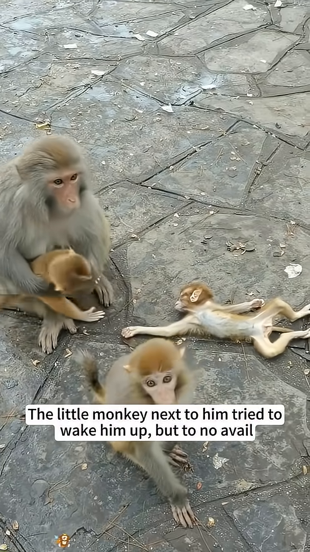 A close-up of the baby monkey's face, showing visible wounds and distress.